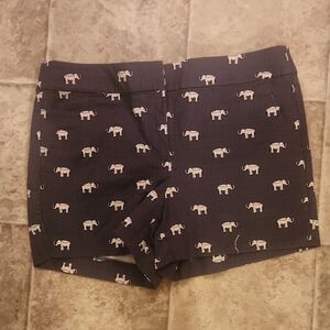 Loft Riviera Cotton Gray Blue Elephant Print Shorts Size 10